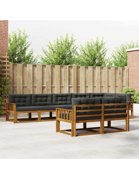Set di divani da esterno con cuscino 8 pcs Naturale e Antracite