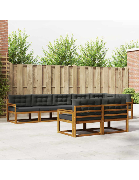 Set di divani da esterno con cuscino 8 pcs Naturale e Antracite