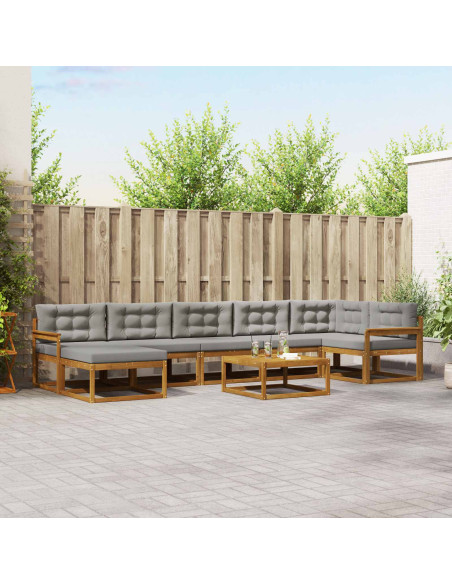 Set di divani da esterno 8 pcs Grigio Naturale e Chiaro