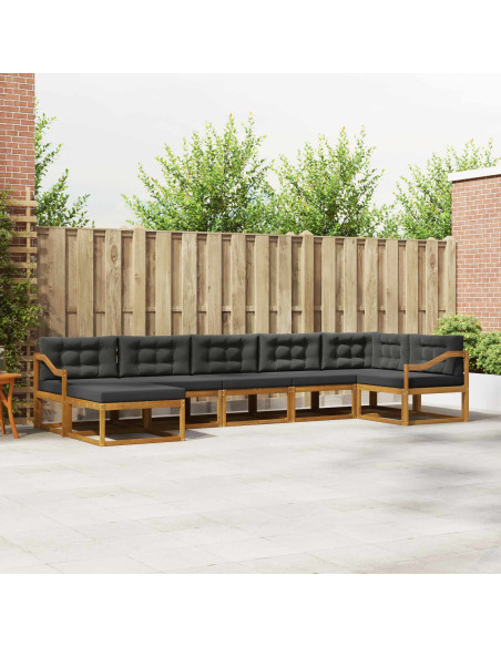 Set di divani da esterno con cuscino 7 pcs Naturale e Antracite