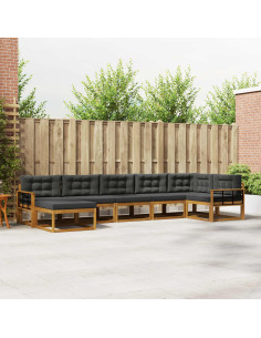 Set di divani da esterno con cuscino 7 pcs Naturale e Antracite