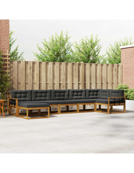 Set di divani da esterno con cuscino 7 pcs Naturale e Antracite