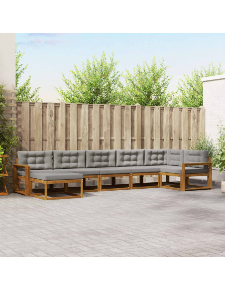 Set di divani da esterno 7 pcs Grigio Naturale e Chiaro