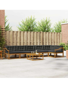 Set di divani da esterno con cuscino 7 pcs Naturale e Antracite