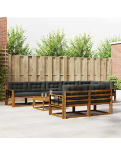 Set di divani da esterno con cuscino 9 pcs Naturale e Antracite