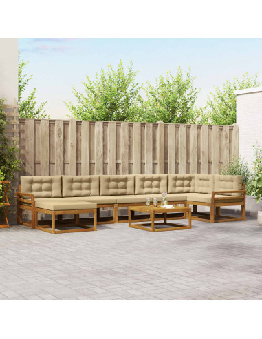 Set di divani da esterno con cuscino 8 pcs Naturale e Beige