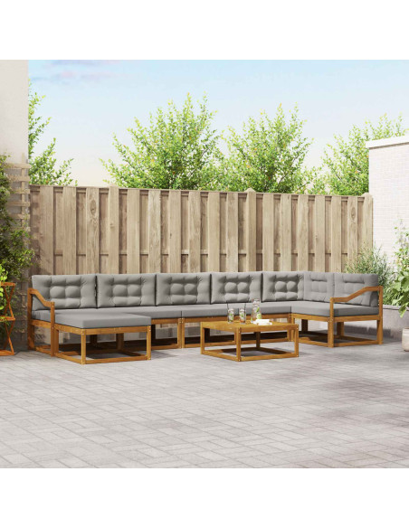 Set di divani da esterno 8 pcs Grigio Naturale e Chiaro