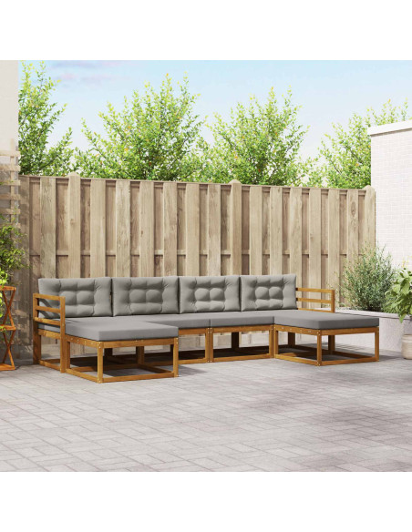 Set di divani da esterno 6 pcs Grigio Naturale e Chiaro