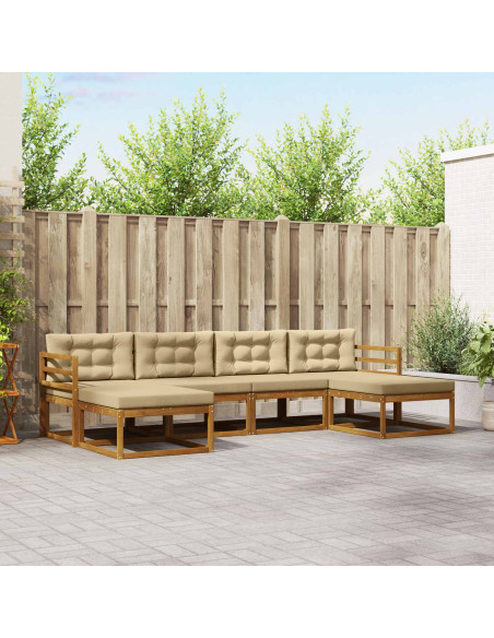 Set di divani da esterno con cuscino 6 pcs Naturale e Beige
