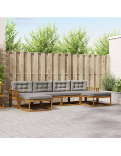 Set di divani da esterno 6 pcs Grigio Naturale e Chiaro