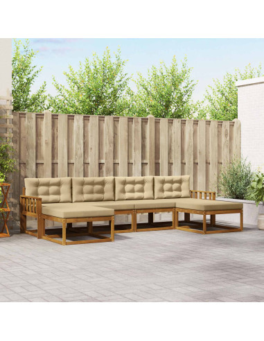 Set di divani da esterno con cuscino 6 pcs Naturale e Beige