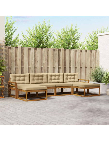 Set di divani da esterno con cuscino 6 pcs Naturale e Beige