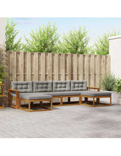 Set di divani da esterno 6 pcs Grigio Naturale e Chiaro