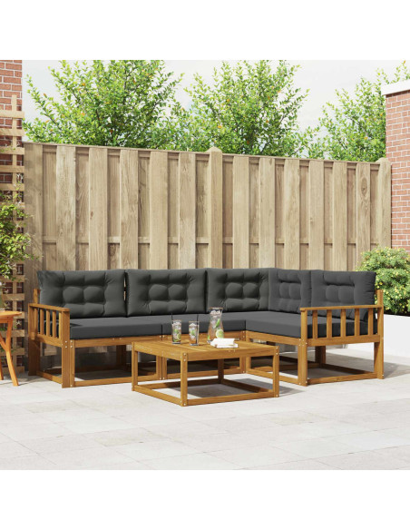 Set di divani da esterno con cuscino 5 pcs Naturale e Antracite