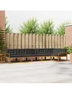 Set di divani da esterno con cuscino 6 pcs Naturale e Antracite