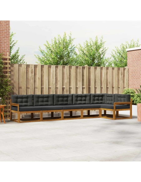 Set di divani da esterno con cuscino 6 pcs Naturale e Antracite