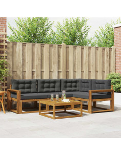 Set di divani da esterno con cuscino 5 pcs Naturale e Antracite