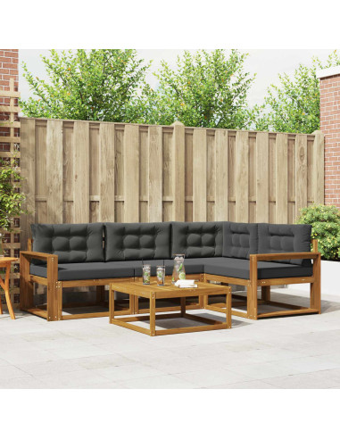 Set di divani da esterno con cuscino 5 pcs Naturale e Antracite