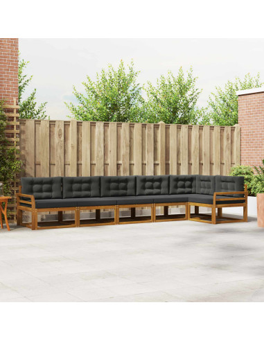 Set di divani da esterno con cuscino 6 pcs Naturale e Antracite