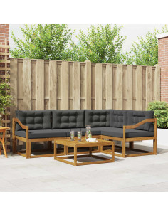 Set di divani da esterno con cuscino 5 pcs Naturale e Antracite