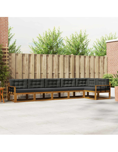 Set di divani da esterno con cuscino 6 pcs Naturale e Antracite