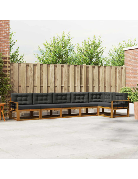 Set di divani da esterno con cuscino 6 pcs Naturale e Antracite