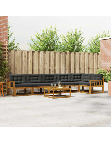 Set di divani da esterno con cuscino 7 pcs Naturale e Antracite