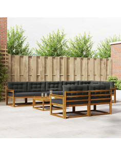 Set di divani da esterno con cuscino 9 pcs Naturale e Antracite