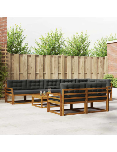 Set di divani da esterno con cuscino 9 pcs Naturale e Antracite