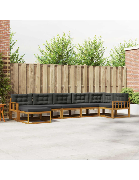 Set di divani da esterno con cuscino 7 pcs Naturale e Antracite