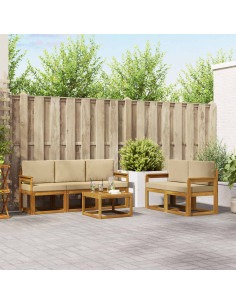 Set di divani da esterno con cuscino 6 pcs Naturale e Beige