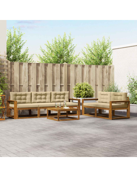 Set di divani da esterno con cuscino 6 pcs Naturale e Beige