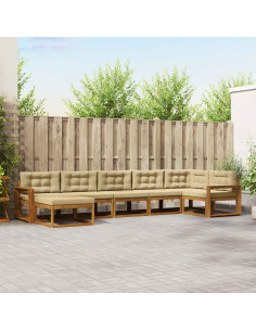Set di divani da esterno con cuscino 7 pcs Naturale e Beige