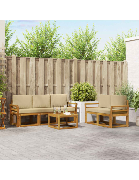 Set di divani da esterno con cuscino 6 pcs Naturale e Beige