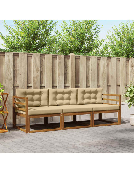 Set di divani da esterno con cuscino 3 pcs Naturale e Beige