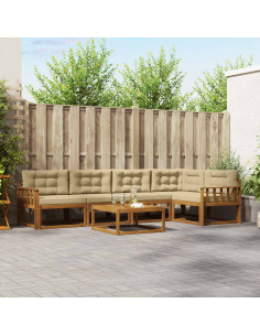 Set di divani da esterno con cuscino 6 pcs Naturale e Beige