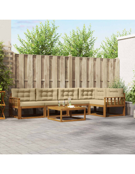 Set di divani da esterno con cuscino 6 pcs Naturale e Beige