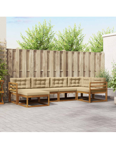 Set di divani da esterno con cuscino 6 pcs Naturale e Beige