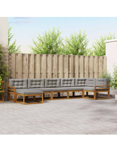 Set di divani da esterno 7 pcs Grigio Naturale e Chiaro