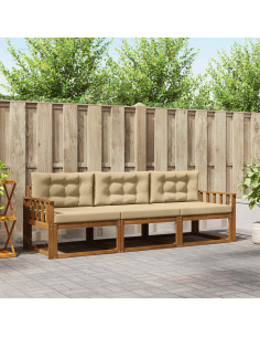 Set di divani da esterno con cuscino 3 pcs Naturale e Beige