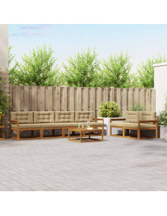 Set di divani da esterno con cuscino 7 pcs Naturale e Beige