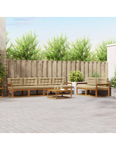 Set di divani da esterno con cuscino 7 pcs Naturale e Beige