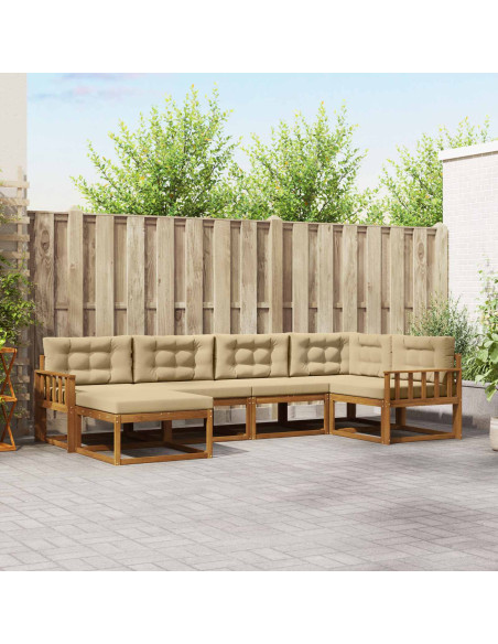 Set di divani da esterno con cuscino 6 pcs Naturale e Beige