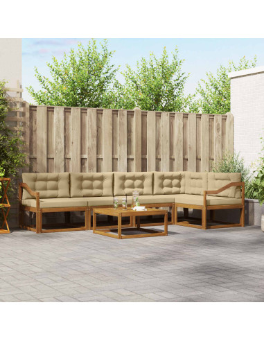 Set di divani da esterno con cuscino 6 pcs Naturale e Beige