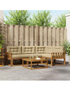 Set di divani da esterno con cuscino 5 pcs Naturale e Beige