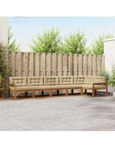 Set di divani da esterno con cuscino 6 pcs Naturale e Beige