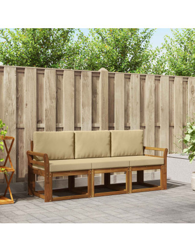 Set di divani da esterno con cuscino 3 pcs Naturale e Beige