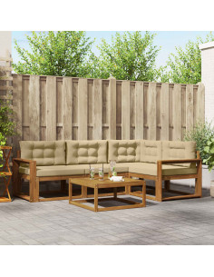 Set di divani da esterno con cuscino 5 pcs Naturale e Beige