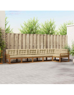 Set di divani da esterno con cuscino 6 pcs Naturale e Beige
