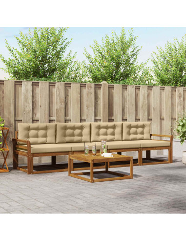 Set di divani da esterno con cuscino 5 pcs Naturale e Beige